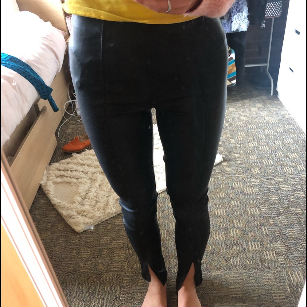 Blank NYC vegan leather slit hem pants